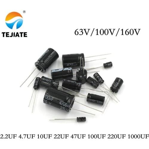 20PCS Electrolytic Capacitor 63V/100V/160V 2.2UF 4.7UF 10UF 22UF 47UF 100UF 220UF 470UF 1000UF 2200UF