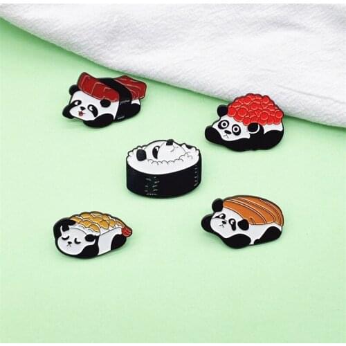 2021 New Product Creative Fun Panda Brooch Cartoon Cute Food Small Animal Enamel Alloy Badge Men And Women Clothing Lapel Pin