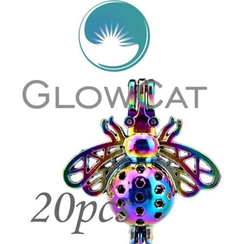 20x CC84 Multicolour Flying Honeybee Stone Beads Cage Jewelry Making Essential Oil Diffuser Pearl Cage Locket Pendant