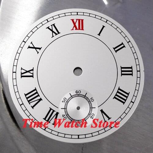 38.9mm white sterial dial fit ETA 6498 hand winding movement Watch dial Roman numerals D11