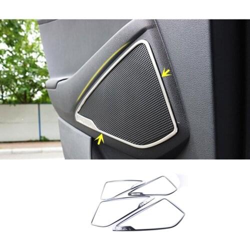 For Hyundai Tucson 2015 2016 2017 2018 Car Door Stick Stainless Steel Inside Audio Speak Sound Ring Circle Lamp Trim 4pcs