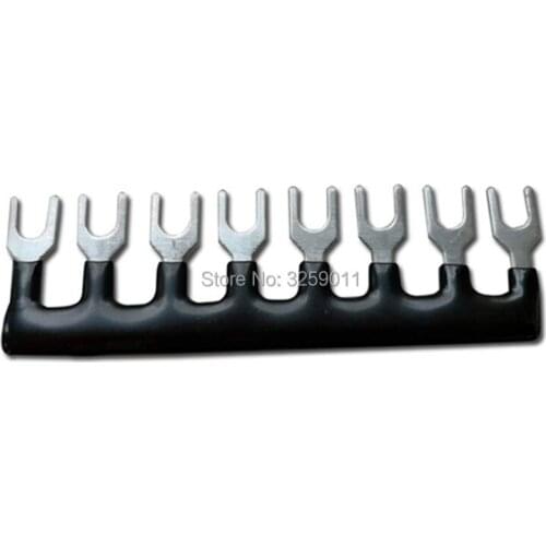 50PCS TB2508 Suyep 8 Positions 25A Wire Connector Pre Insulated Fork Type Barrier Spades Terminal Strip Jumper Block