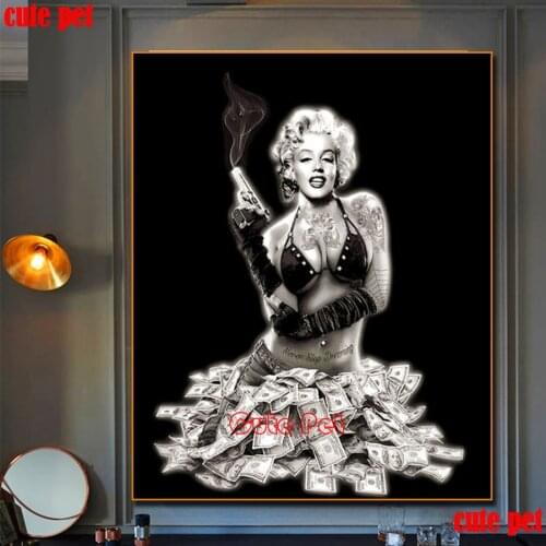 Diamond embroidery Abstract Black and White Marilyn Monroe diamond painting Cross Stitch full drill Famous Portrait mosaic decor