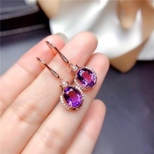 B-ling B-ling Shiny Crystal Purple Drop Earrings For Women Jewelry Trendy Silver 925 Sterling Earring Rose Gold Women Bijou