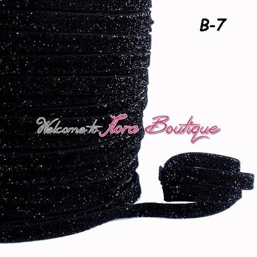 3/8" black glitter elastic for baby headband