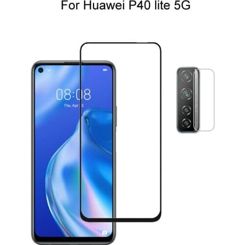 For Huawei P40 lite 5G Screen Protector Protective Tempered Glass Full Cover Explosion Proof & Camera Lens Film