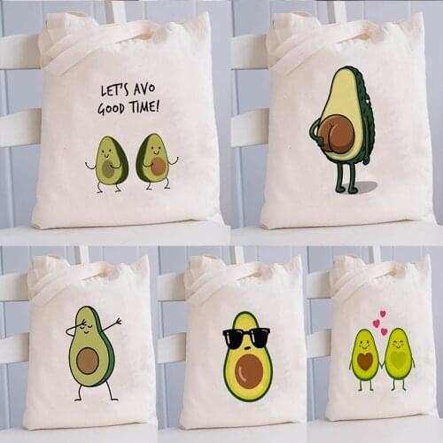 Women Canvas Shopping Tote Bag Avocado Print Reusable Bag Vegan Shopper Bookbag Shoulder Casual Travel Bag Teacher Eco Handbag