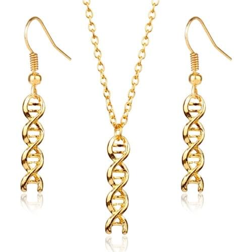 Dongsheng jewelry DNA molecules Necklace Earrings Set Doctor Nurse Necklaces Drop Earrings Jewelry Set Graduation Gifts