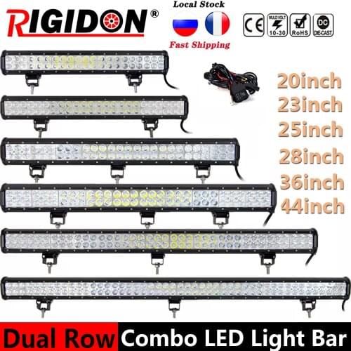 RIGIDON 3D Double-row 20/23/25/28/36/44inch Led Light Bar Flood Spot Combo Beam for Jeep Offroad Truck SUV UTE ATV 4WD Boat