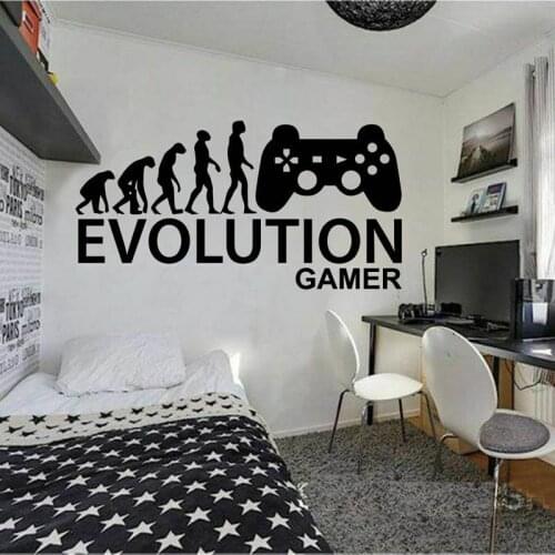 Evolution Gamer Wall Stickers Game Controller Playroom Teenagers Bedroom Wall Decor Sticker Vinyl Home Room Decoration z506