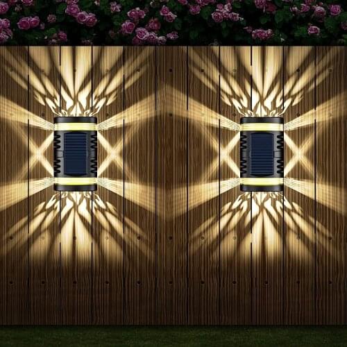 Solar Fence Lights, LED Solar Powered Garden Lights Waterproof Up and Down Lights Outdoor for Garden, Fence, Patio, Gate, Yard
