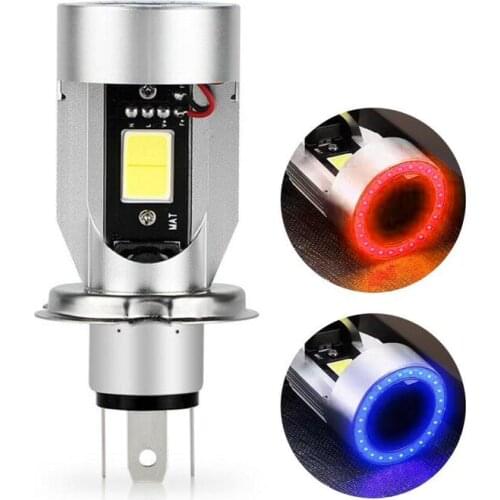 Blue Angel eye H4 LED Motorcycle Headlight 9003 Scooter Bulb Light Accessories DC Motorbike DRL 12-80V HB2 Headlamp O1A2