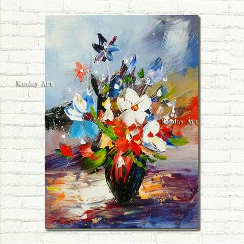 Hot sale flower oil Painting on the Wall wall art picture home Decoration handmade knife painting on Canvas for living room art