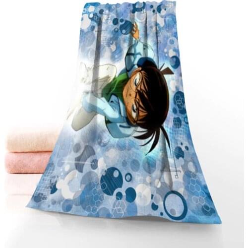 Hot Custom Anime Detective Conan Towel Printed Cotton Face/Bath Towels Microfiber Fabric For Kids Men Women Shower Towels