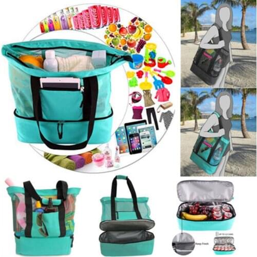 Insulation Beach Bag with Uniform Mesh, Smooth Zipper Portable Fresh-keeping Organizer 2021 New Fashion