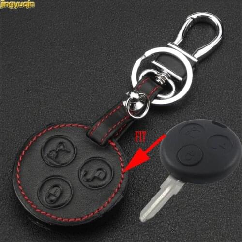Jingyuqin for Mercedes Benz Smart Fortwo forfour City Roadster Car Key Case 3 Buttons Leather Car Key Case Styling