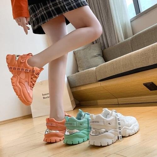Super Fire Women Sneakers Mesh Breathable Fashion Height Platform Increasing Female Chunky All-match Lace up Ladies Sports Shoes