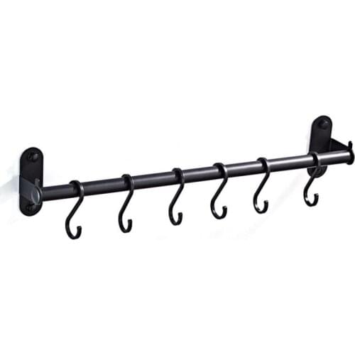 Bar Kitchen Hanger Aluminum Hanging Rail Utensil Pan Rack Cabinet Shelf Organizer Wall Mounted Punched Hardware Storage Holder