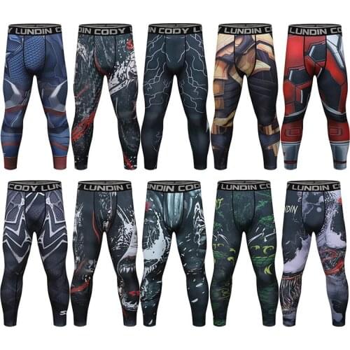 Men Gym Compression Pants MMA Crossfit Bodybuilding Workout Tights Sport Sweatpants Quick Dry Fitness Leggings Running Trousers