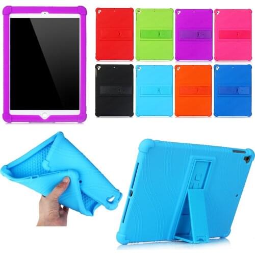 Soft Silicone Kickstand Shell Skin Cover Funda Capa Case For Apple iPad 9.7 2018/2017/Pro 9.7/Air/Air2 Rubber Coque + Film + Pen