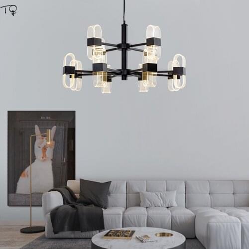 Nordic Designer Post Modern Transparent Acrylic Led Chandelier Lighting Creative Warm Suspension Luminaire Living Room Hall Bar