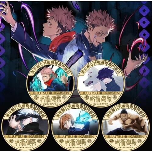 New Japan Anime Jujutsu Kaisen Coin Cosplay Cartoon Metal Badge Itadori Yuji Gojo Satoru Medal