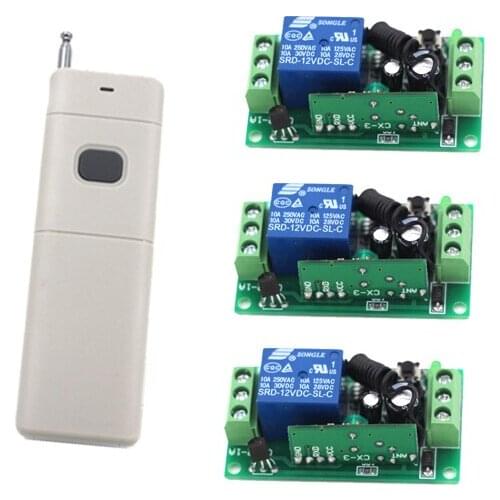 New Style 315/433MHZ Wireless Remote Control Switch System 1 X Transmitter + 3 X Receiver DC9V/12V/24V Top Quality