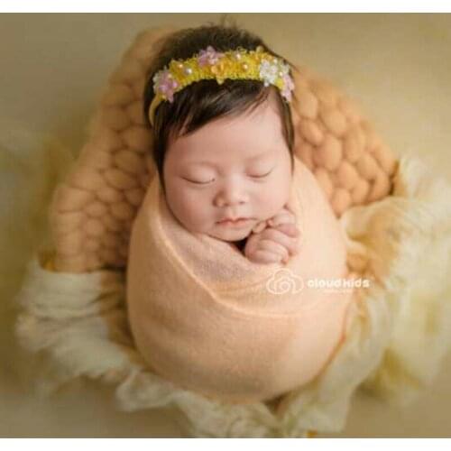 Handmade headband props Newborn Stretch headband Tieback Baby Headband Rose Meringue Newborn photography props