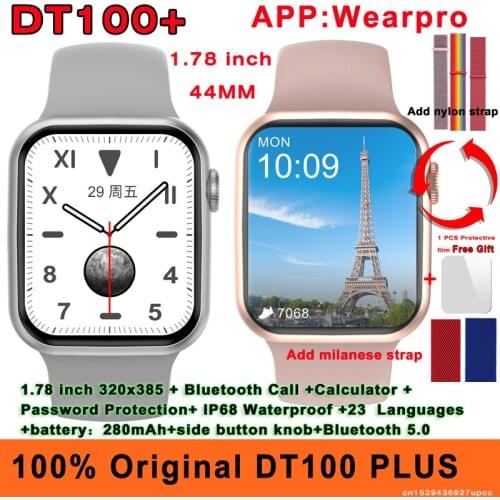 Original iwo DT100 Plus 1.78 inch Smart Watch 44MM ECG PPG Bluetooth Call Password Protection IP68 Waterproof DT100+ Smartwatch