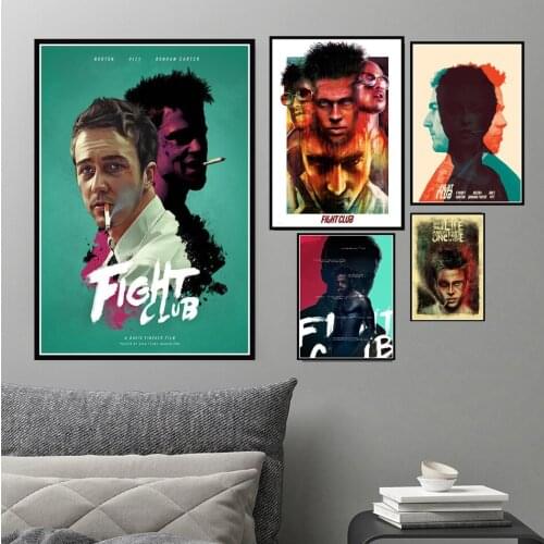 Poster And Prints Hot Fight Club Vintage Movie Film Retro Comic Art Painting Wall Pictures For Living Room Home Collection Decor