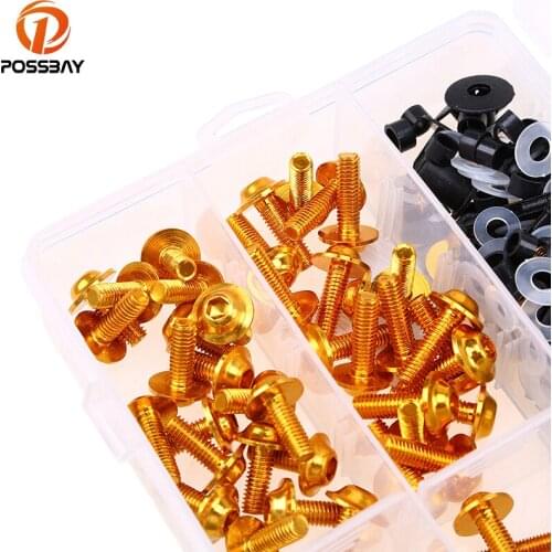 POSSBAY 223Pcs Motorcycle Fairing Bolts Kit Fastener Clips Screws Fit for Yamaha Suzuki Harley Iron Motorbike Bolts