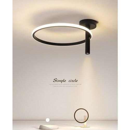 Simple Modern Nordic LED Ceiling Lamp Living Room Black or White Surface Mount Panel Light Bedroom Indoor Home Creative Fixture