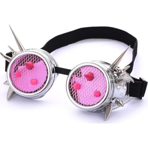 Retro Gothic Pink Glasses Goggles Cosplay Rivet Steampunk Goggle Eyewear Welding Cool Punk Party Accessories