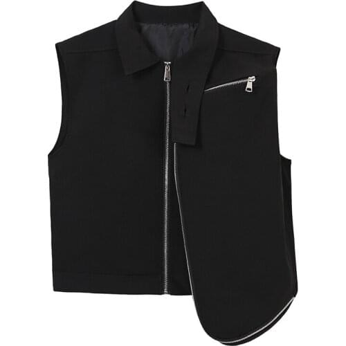 Stylish Style Mens Black Sleeveless Vest Stand Collar Free Size H96