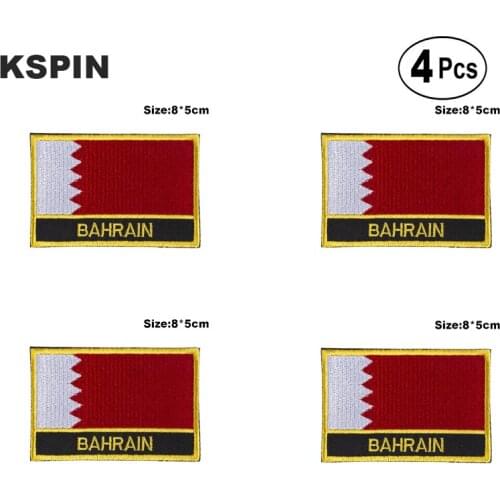 Bahrain Rectangular Shape Flag Iron on Saw on Patches Embroidered Flag Patches National Flag Patches for Clothing DIY Decoration
