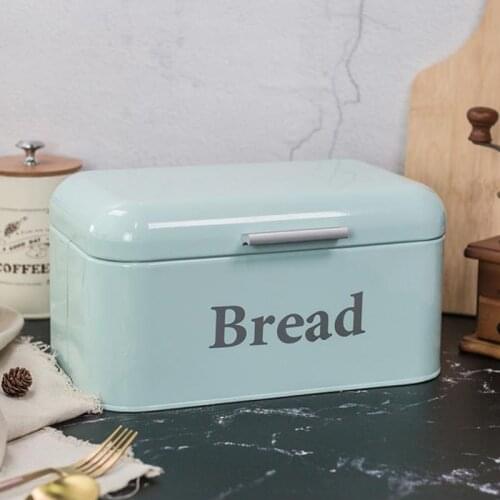 Vintage Bread Box Cupboard Iron Snack Box Desktop Finishing Dust-proof Storage Box Storage Bin Keeper Food Kitchen Shelf Decor