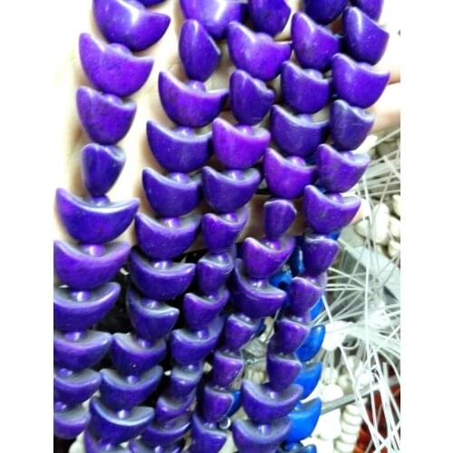 Total 24 pcs beads 18x19mm Bright purple bead carved Sycee ingot howlite stone Loose Beads