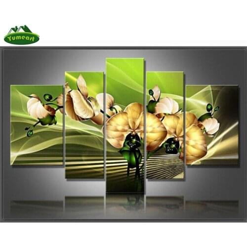 YUMEART 5D Square Drill Modern Home Decoration Diy Diamond Painting Yellow Flower Needlework Full Diamond Embroidery Paintings
