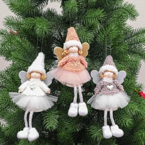 Girl Shape Xmas Tree Ornament with Lanyard Fabric Delicate Craft Hanging Pendant Home Decor Wholesale Dropshipping 2021 New