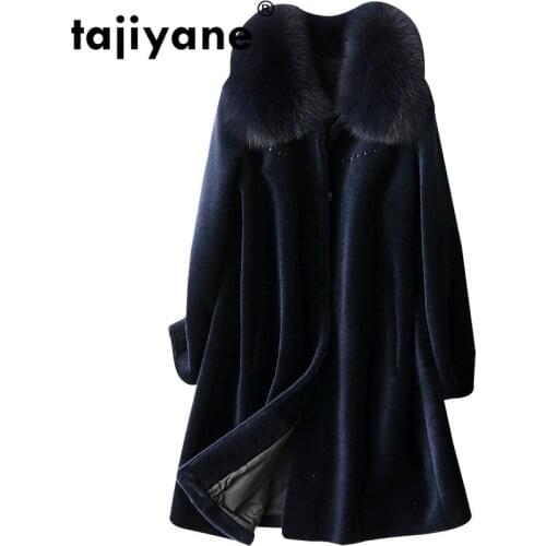 Autumn Jacket Winter Women Clothes 2021 Fox Fur Collar 100% Wool Coat Womens Real Fur Coat Korean Vintage Long Coats ZT1530