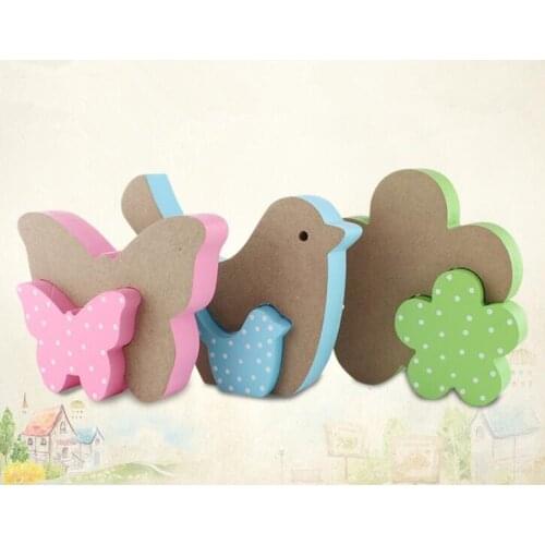 1PC Creative Butterfly Bird Flower Wooden Ornaments Home Furnishing Wedding Decoration DIY Handmade Wood Craft ML 005