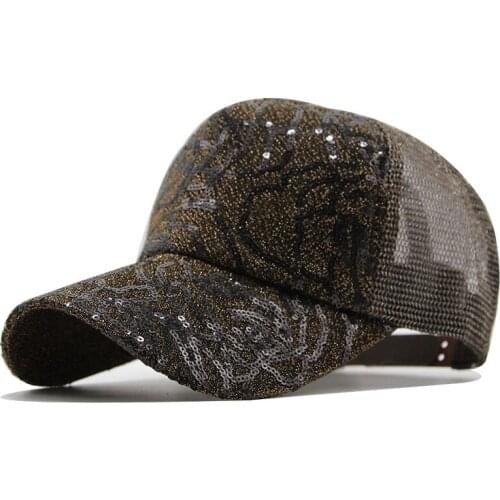 2020 Women Girl summer Baseball Cap New Fashion Baseball Sequins Shiny Messy Bun Snapback Sun hats for Outdoor Activity