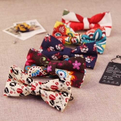 22colors fashion designer women bow ties Linen cotton paisley flower floral bowtie butterfly for men wedding party 300pcs fedex