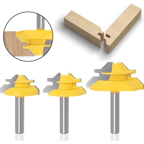 3PCS 8MM 45 Degree Lock Miter Router Bit Tenon Drilling Milling Cutter Woodworking Tool for R0.45 Wood Tools