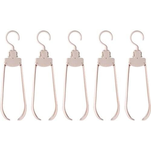 5pcs Travel Non Slip Foldable Space Saving Drying Closet Hanging Clothes Hanger Portable Broad Shoulder Organizer Storage Rack
