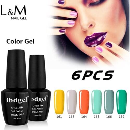 6 Pcs Salon Gel Free Shipping Uv Nail Gel 15ml Ibdgel Brands Professional Lacquer Manicure Art Decoration Led Uv High Quality