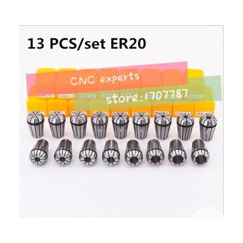 Free freight ER20 13PCs clamp set 1 mm to 13 mm Range for milling CNC engraving machine tool motor axis