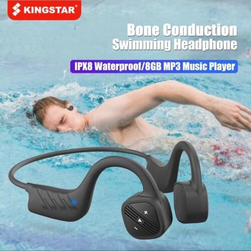 KINGSTAR Bone Conduction Swimming Headphone Bluetooth Wireless Earphone 8GB IPX8 Waterproof Music Player Diving Sport Headset