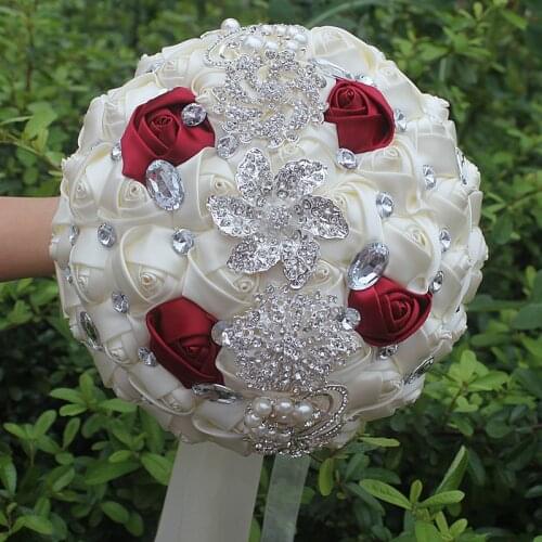 Rose Crystal Wedding Bouquet 14 Colors Brooch Bouquet Wedding Accessories Bridesmaid Artifical Wedding flowers Bridal Bouquets