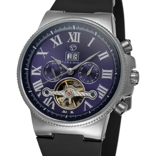 FORSINING Top Luxury Skeleton Automatic Flying Tourbillon Watch Mechanical Watches Self Winding Wristwatches Male Horloges Clock